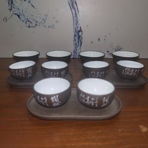 Ironstone/ clay Asian tea cups